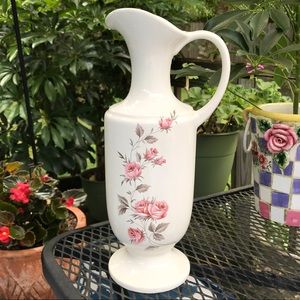 Royal Haeger USA  Vintage Ewer Pitcher Vase Farmhouse Roses Pottery Mid Century